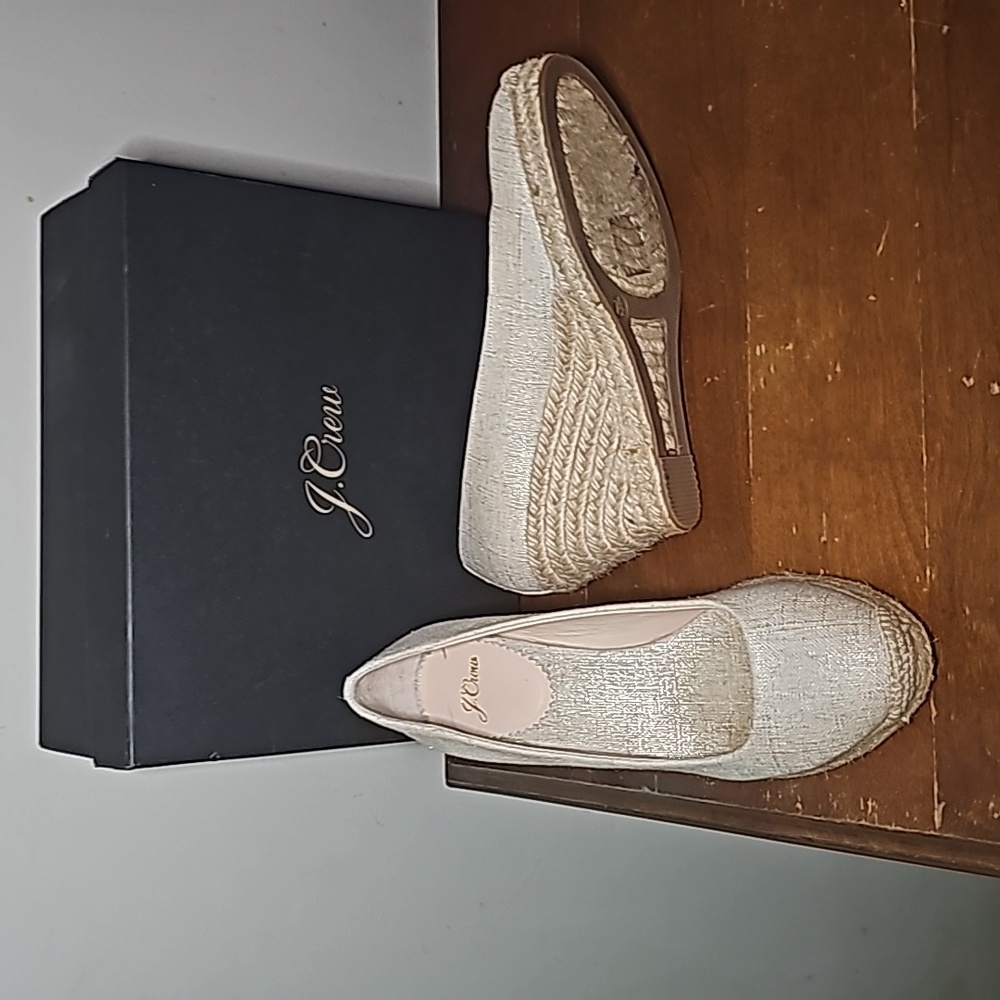 J.CREW Seville metallic cotton espadrilles size 7.5